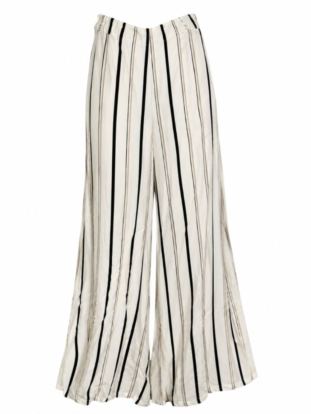 Anthropologie Cream Wide-Leg Pants with Black Stripes